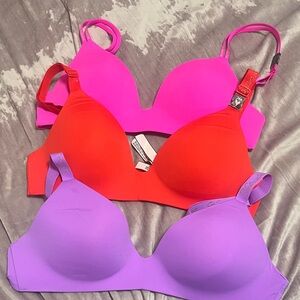 Women’s Victoria Secret Bra Set of 3- Pink, Red, and Purple